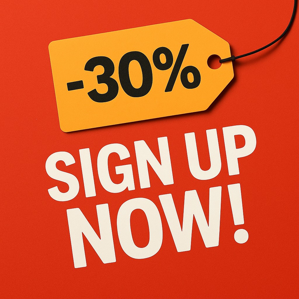 AI-generated sale and signup promotion